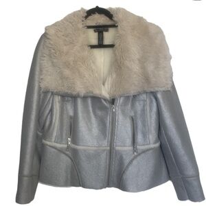 Inc faux fur suede jacket size L new with out tags